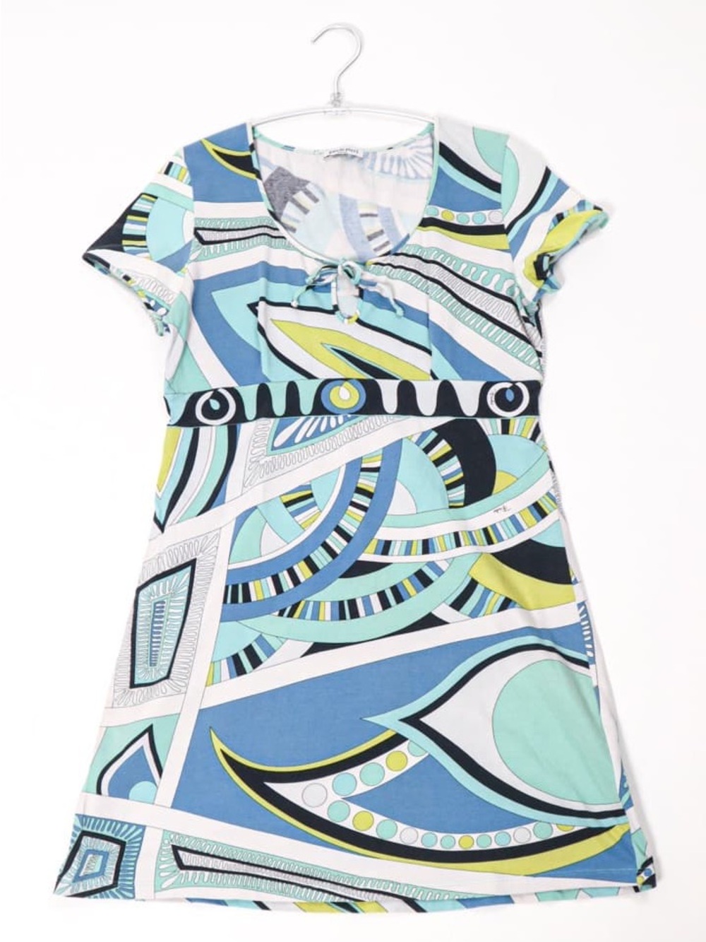 Emilio Pucci Blue, Aqua & Yellow Abstract Print Mini Dress